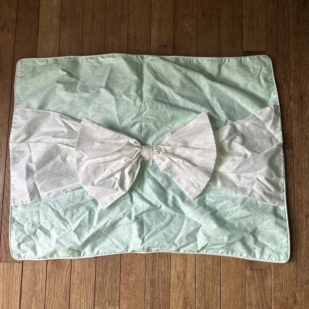 Frank & Lulu Pillow Sham Coquette Cottagecore Soft Green Polka Dot Bow Decor